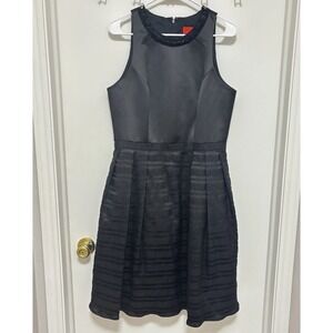 Carmen Marc Valvo Womens Mid Length Black SatinCocktail Formal Dress. Size 12